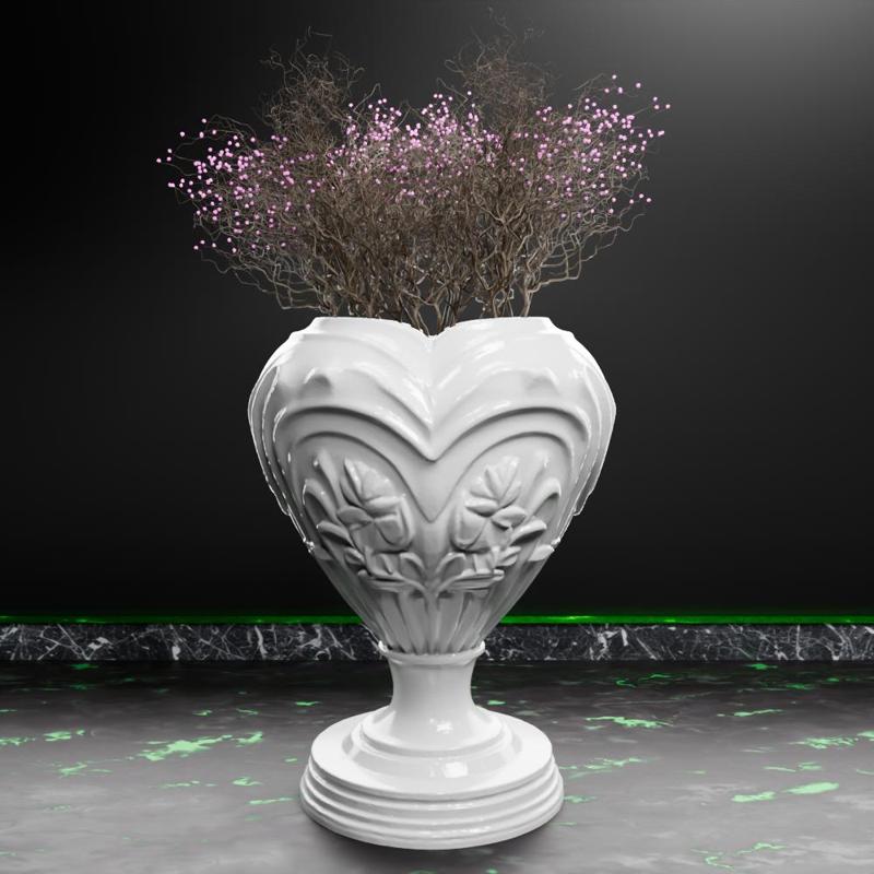 🟢 Elegant Carved Floral Vase