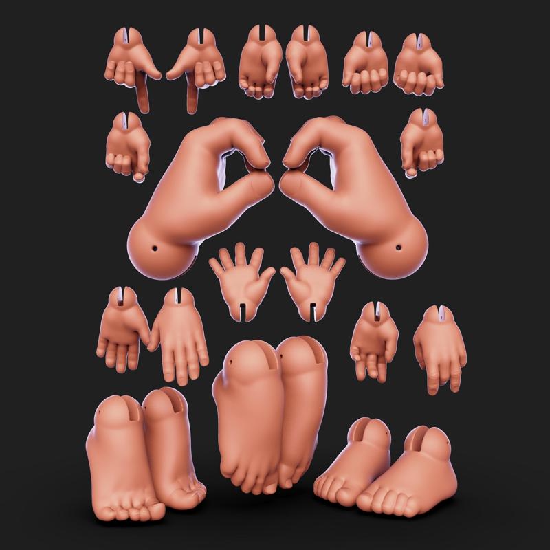 Bjd doll Set of hands 8 pairs / feet 3 pairs