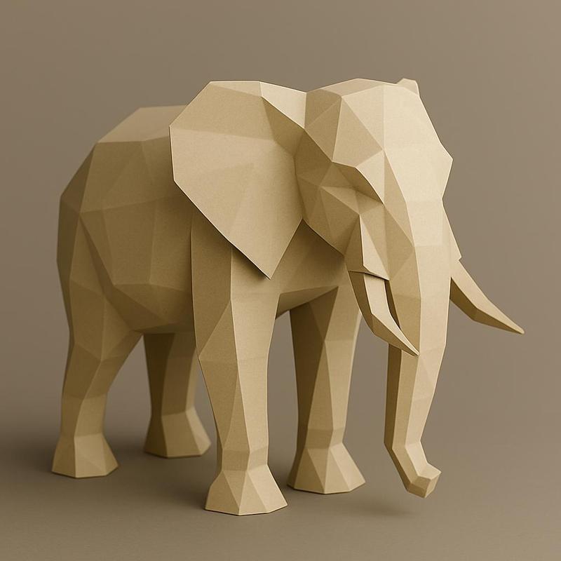 Low-Poly Elephant – 3D Printed Geometric Animal Sculpture