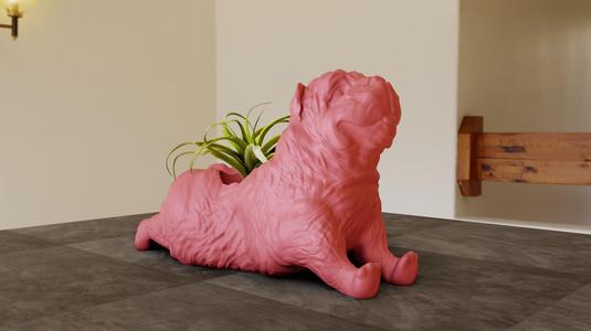 bulldog yoga pose funny cute planter pot flower vase stl
