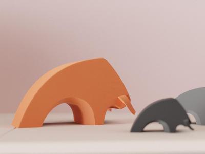 Minimalist Bull Figure. Animal Statue