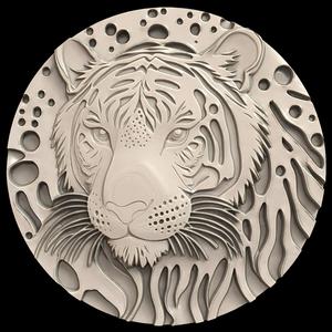 3D Model STL File for CNC Router/Laser & 3D Printer A Tiger with Galaxy-shaped Spots