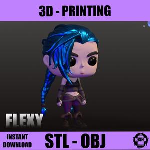 JINX Arcane ,STL digital file and OBJ funko pop figure articulated to collect