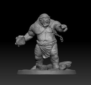 Cave Troll Rock Thrower Attack ‧ DnD Miniature ‧ Tabletop Miniatures ‧ Gaming Monster ‧ 3D Model ‧ RPG ‧ DnDminis ‧ STL FILE