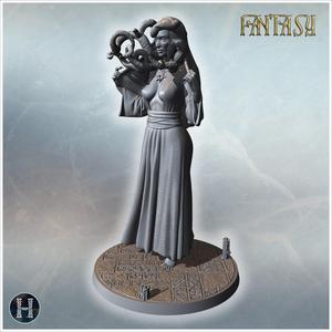 Medusa with intricate serpent hair, detailed jewelry, and confident pose on a circular base (38) - Medieval Fantasy Magic Feudal Old Archaic Saga 28mm 15mm