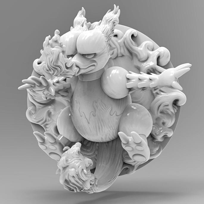 Magmar 3D Printable Pokemon Fridge Magnet or Wall Decoration