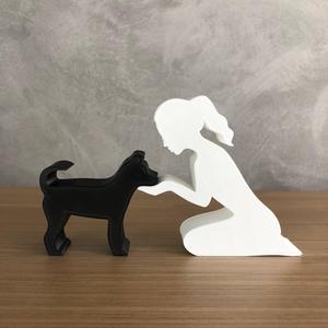 GIRL AND her DOG(tied hair) FOR 3D PRINTER OR LASER CUT