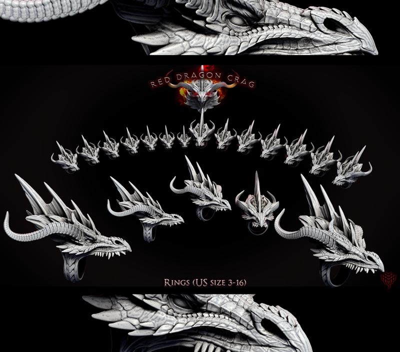 Red Dragon Rings (Size 3-16 finger)