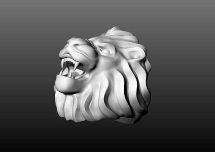 Gold Lion Head Ring 3D