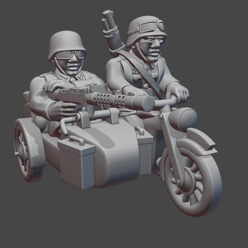 German WW2 Zundapp Ks 600 Motorcycle with Riders & Optional Sidecar (1939-45) in Jackboots WWII-DE-16