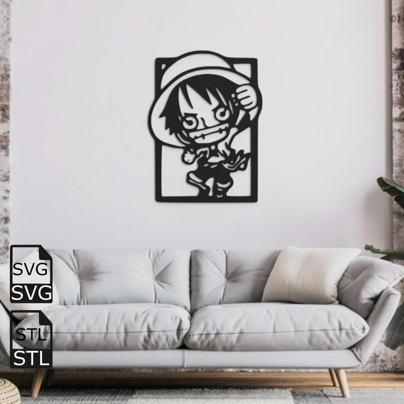 One Piece Luffy 2D Wall Art STL SVG