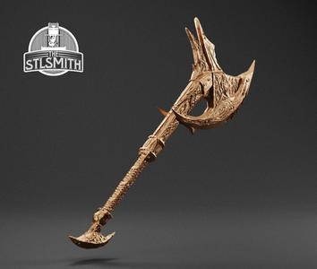 Daedric War Axe Skyrim Life Size Prop STL
