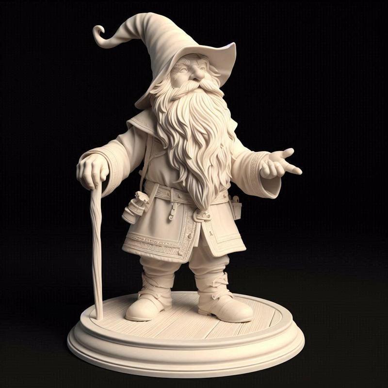 686 Fairy Tale Gnome - Full-Body Figurine on Base, magic, creature, fantasy, wood, faun, gorgon, warrior, wild, fox, monster, cat, dog, fair, witch, werewolf, horror, beast, gothic, troll