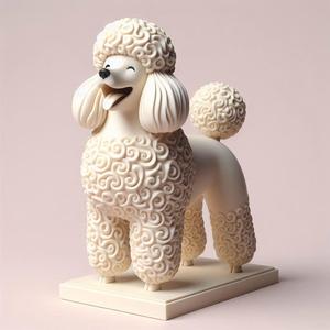 90 Laughing Curly Poodle - Ivory-Style Full-Figure Sculpture