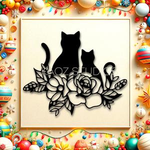 cats with flowers wall art floral kittens wall decor christmas decoration