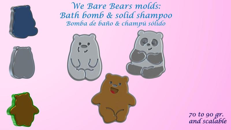 WE BARE BEARS MOLDS: BATH BOMB, SOLID SHAMPOO / BOMBA DE BAÑO, CHAMPÚ SÓLIDO / BATH BOMB, SOLID SHAMPOO