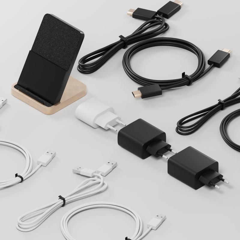 set of chargers and cables