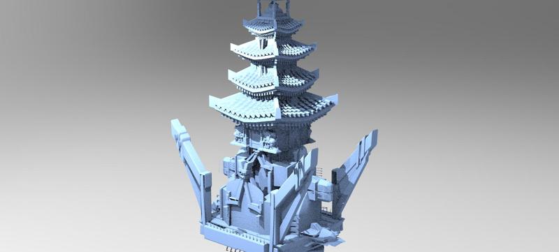 cyberpunk AsianTower Castle 2
