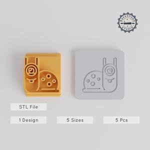 Snail Monster Stamp Tile Bundle, 5 Sizes (20-40mm), Perfect for Clay, Cookies & Fondant, Whimsical Fantasy Creature Design PRODUCT_3168