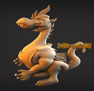 Dragon cartoon STL model, CNC router engraver, artcam, Aspire, cnc files, wood, art, wall decor, CNC