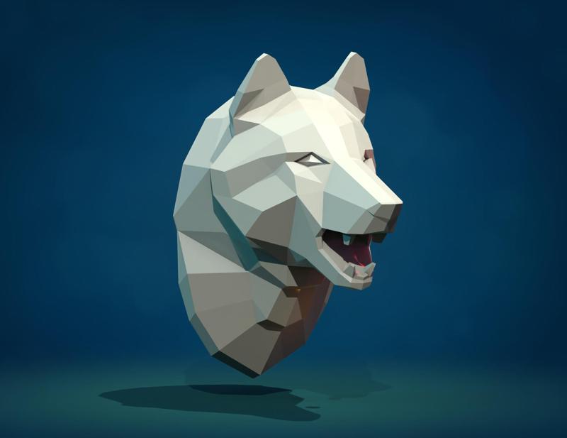 Wolf head low poly
