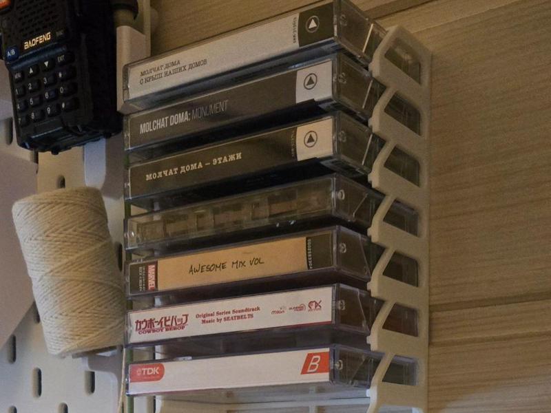 Minimal 8 Slot Cassette Tape Rack, Wall-mountable