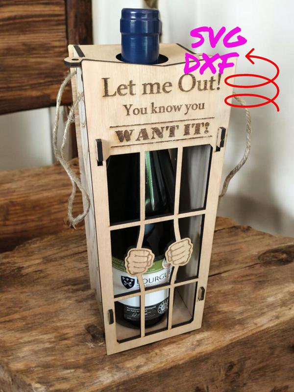 Laser-cut bottle holder, digital file svg, dxf