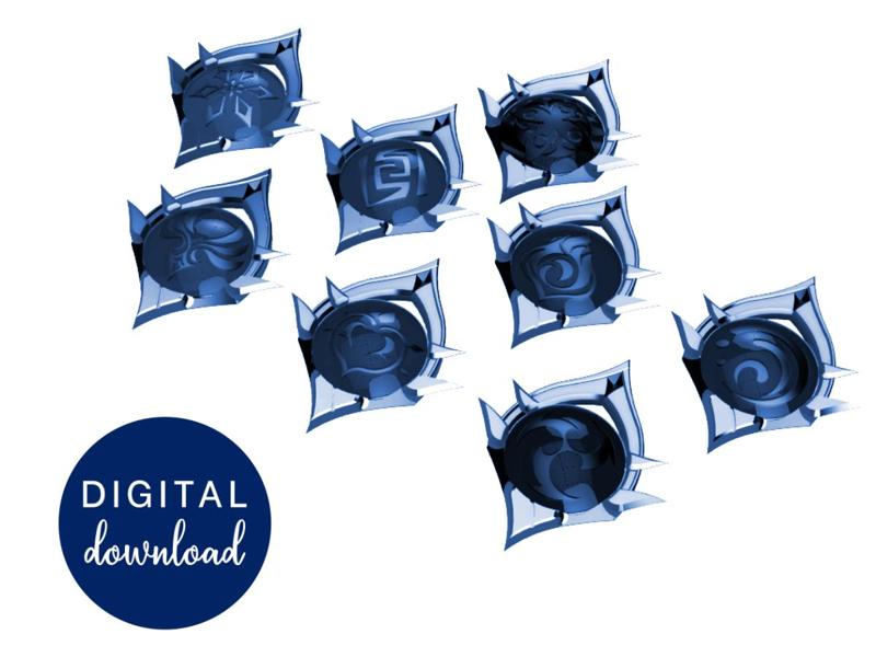 FATUI/SNEZHNAYA Vision Amulet Bundle STL Files [Genshin Impact]