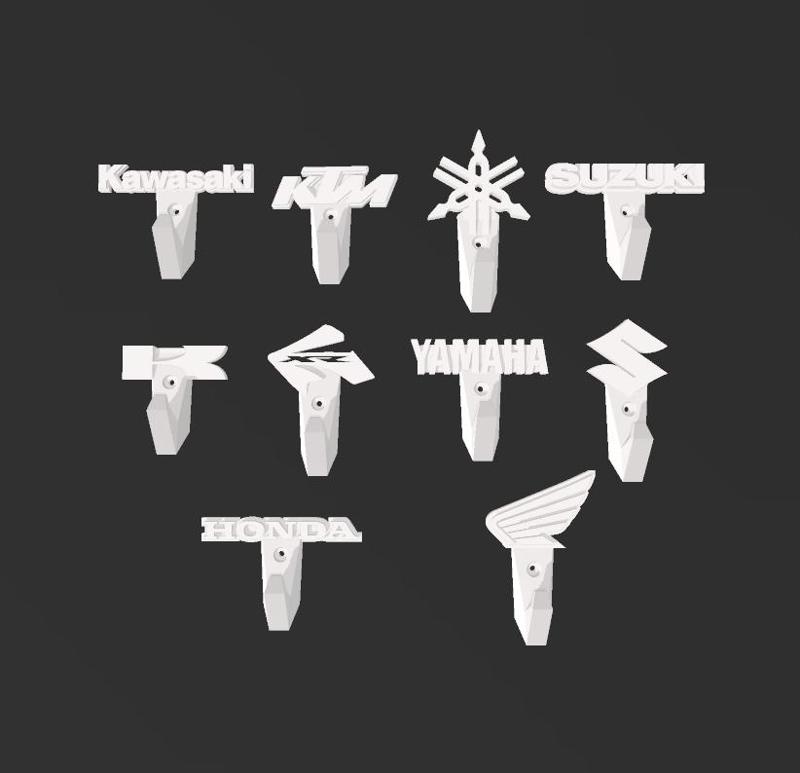 Pack of 10 coat rack hooks motorcicle brands