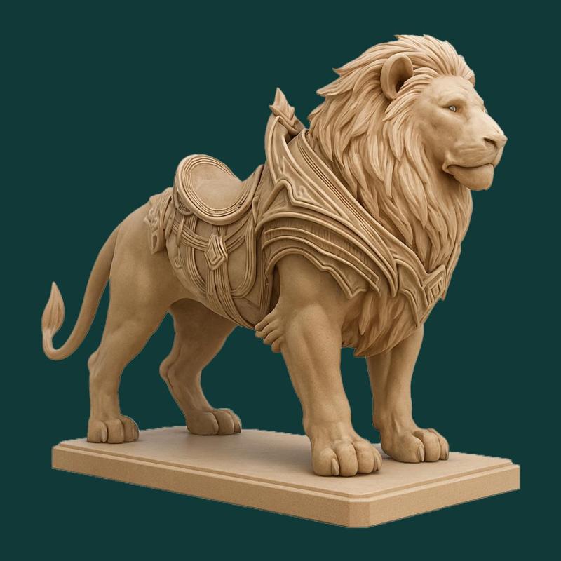 Regal Lion Warrior - 3D Printable Fantasy Sculpture