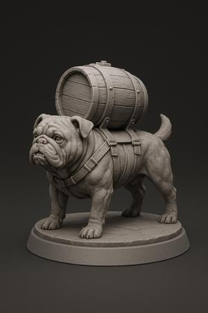 beer bulldog Statue - 3D Printable Miniature