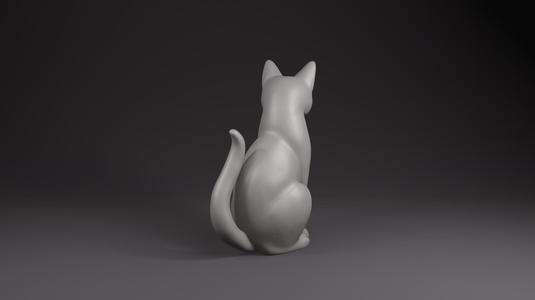 Elegant Sitting Cat Statue – Minimalist Realistic Cat STL for 3D Printing