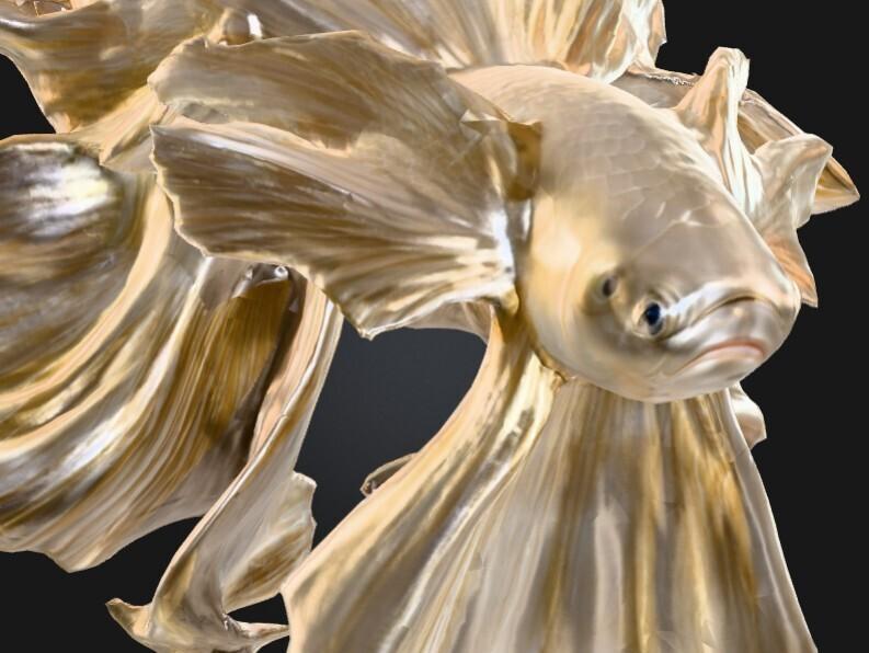 🐟 3D Sculpture - Elegant fish with extended fins