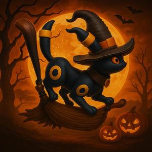 Witch Cat on Broomstick 3D Model – Halloween Magic Figurine, Fantasy Animal Decor STL