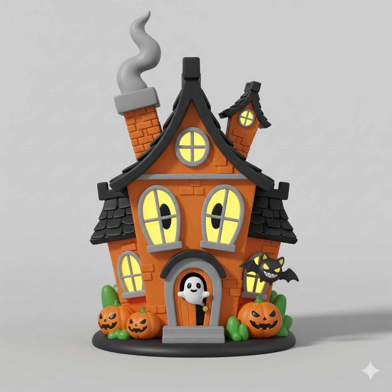 Spooky halloween house with fireplace