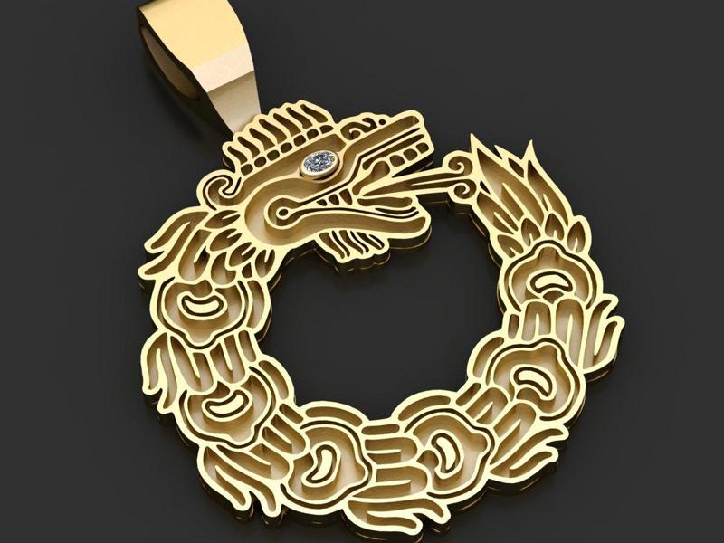 gold dragon pendant   3D printable model
