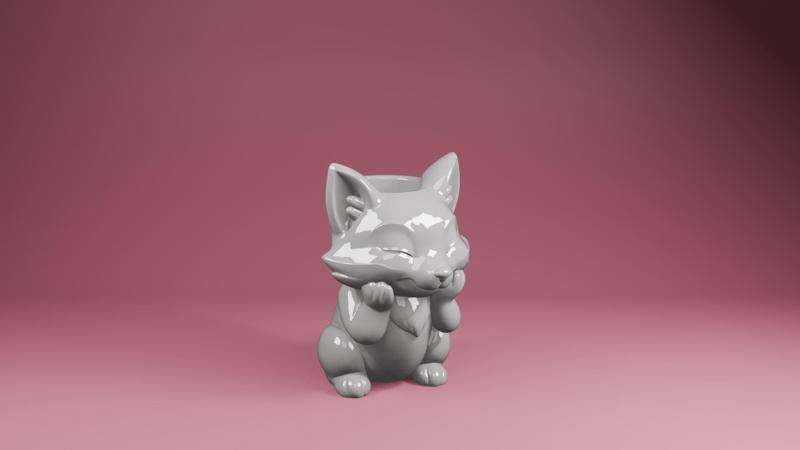 Cute Smiling Cat Pot – 3-in-1 Vase, Planter & Pencil Holder STL