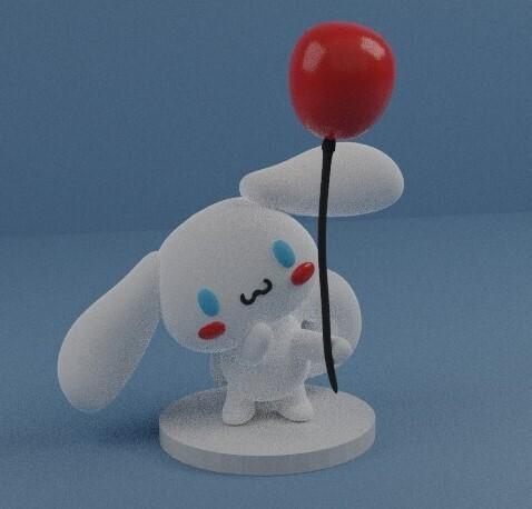 Cinnamoroll holding a balloon - Hello kitty  Statue
