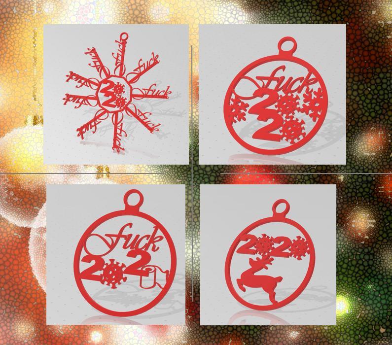 CHRISTMAS ORNAMENT Fuck Covid (4pack)