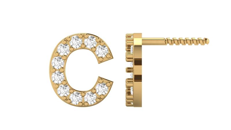 C Letter Alphabets Studs Earrings