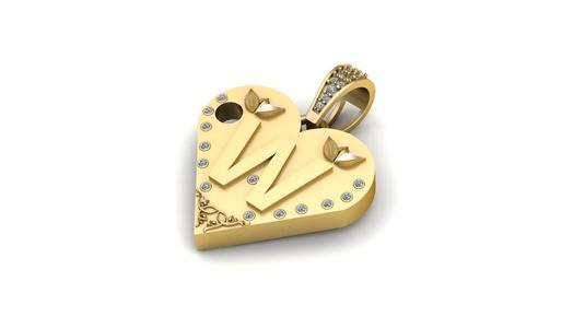 W GOLD HEART PENDANT  3d printable model