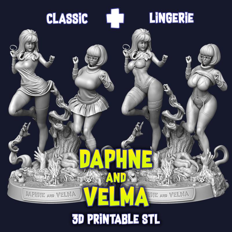 Classic + Lingerie version Daphne and Velma - 3D Printable STL