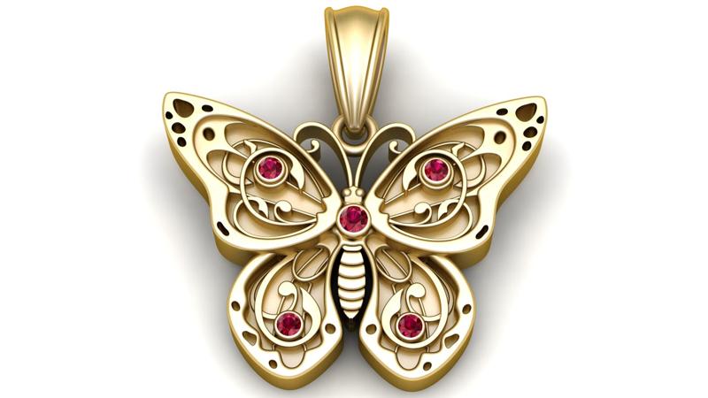 3D gold butterfly pendant