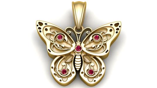 3D gold butterfly pendant