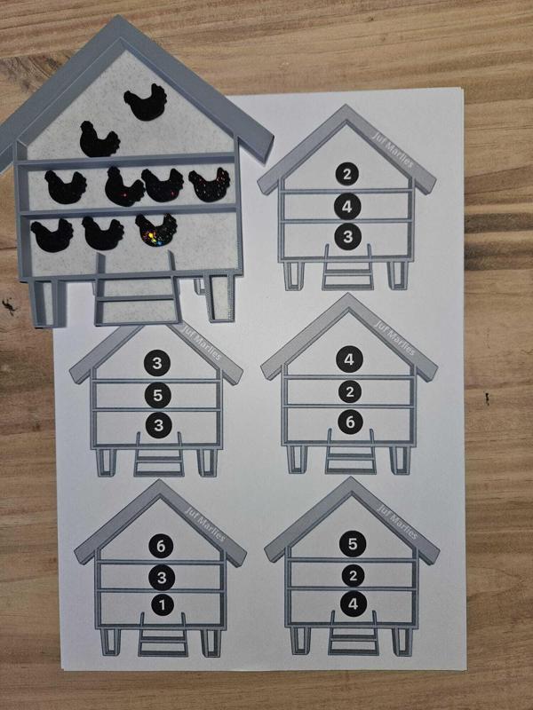Telspel kippenhok met opdrachtkaarten