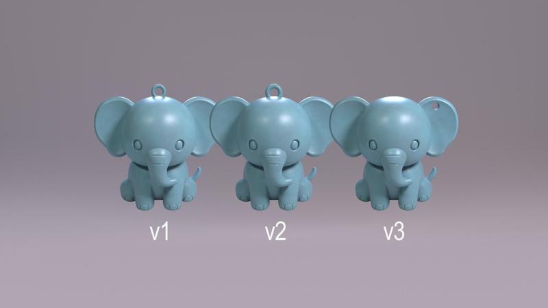 Baby Elephant Keychain | Cute 3D STL File for Kids and Animal Lovers, Printable Elephant Charm