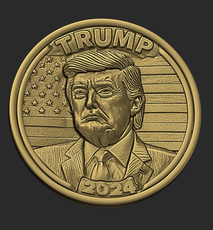 3D Trump 2024 Portrait Bas Relief STL File for 3D Printing & CNC