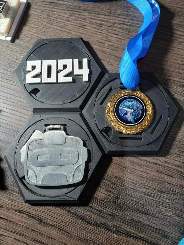 Hexagonal medal holder for wall