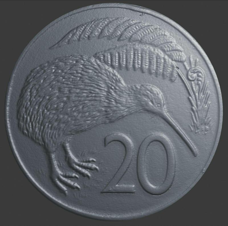New Zealand, 20 Cts, Reverse, 3D Scan