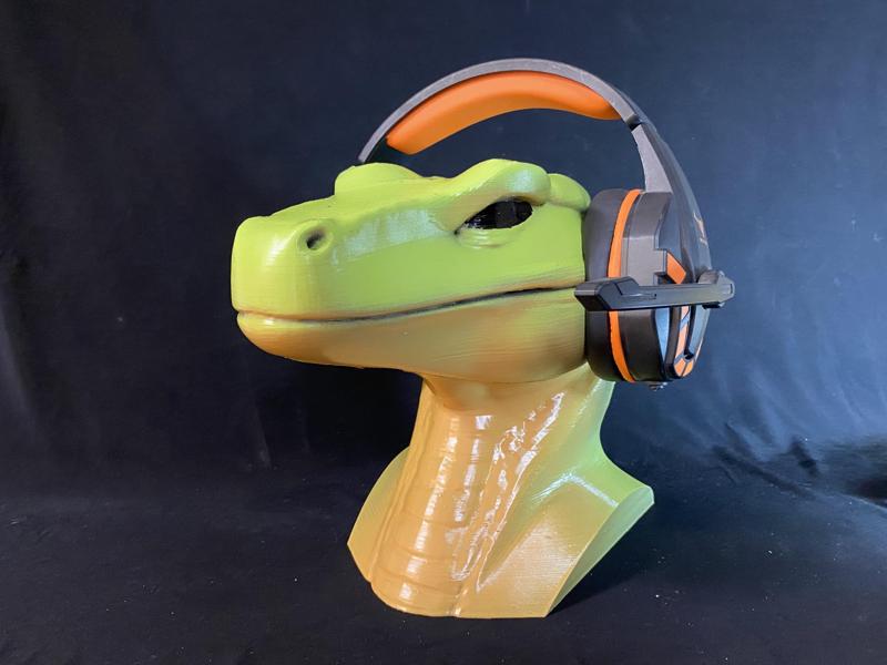 Monitor Lizard Headphone Stand – Unique Reptile Decor for Gamers & Audiophiles, Ball Python & Gecko Accessories, Dragon Figurine Style